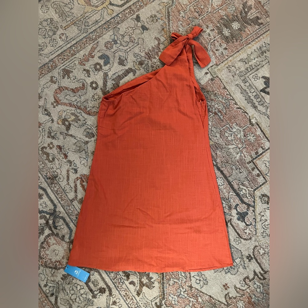 Brand New orange coverup dress with shoulder strap & bow
